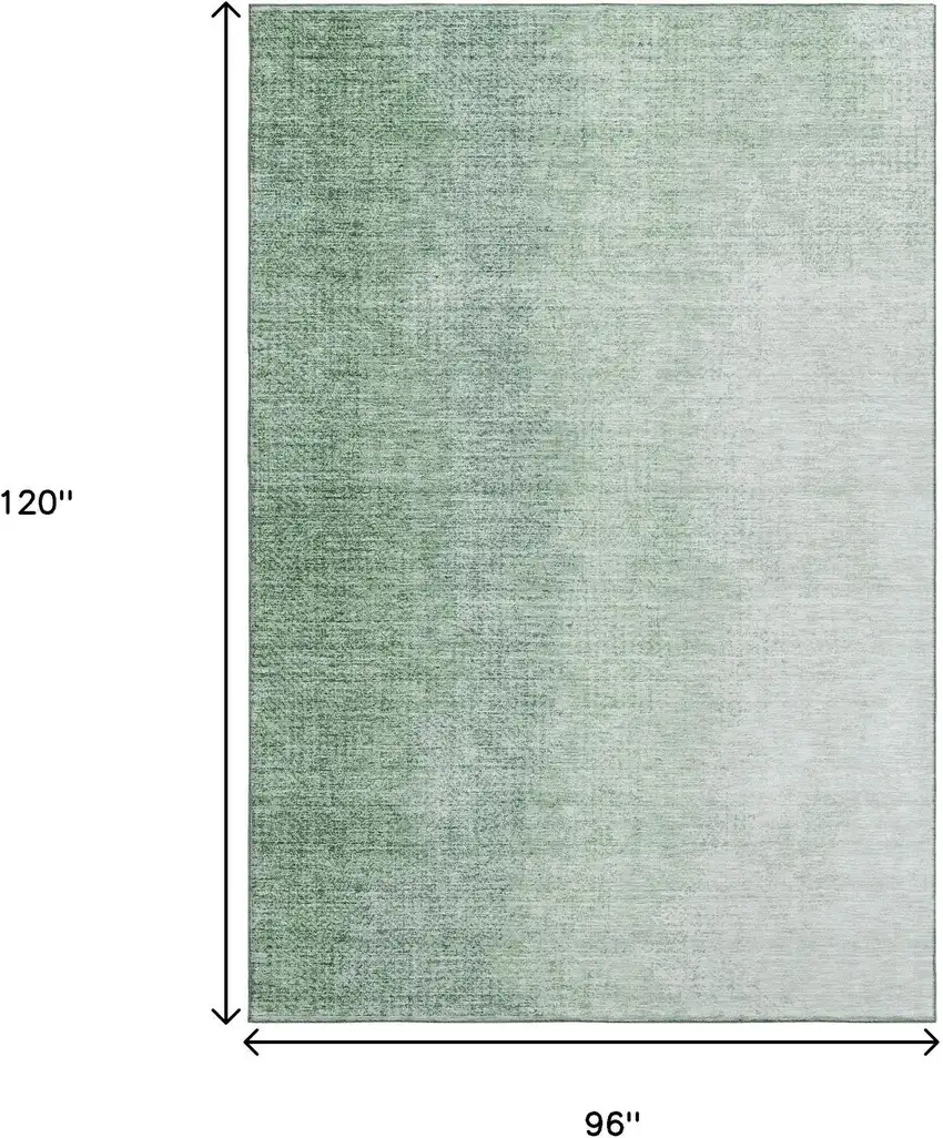Green And Ivory Ombre Washable Area Rug With UV Protection Photo 3