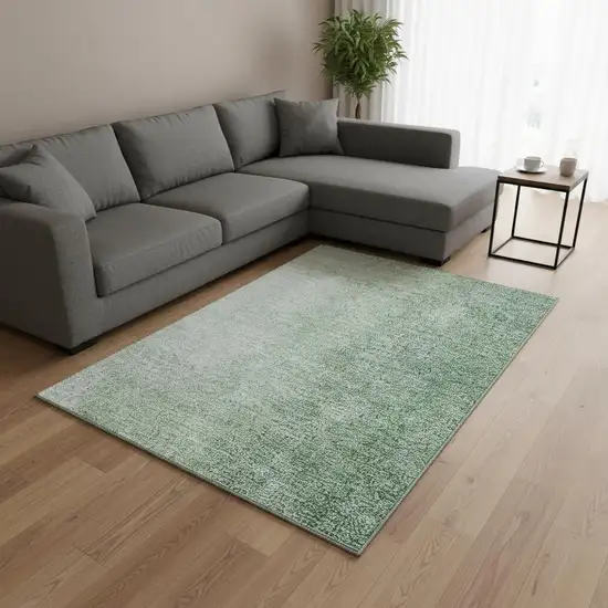 Green And Ivory Ombre Washable Area Rug With UV Protection Photo 2