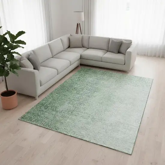 Green And Ivory Ombre Washable Area Rug With UV Protection Photo 2