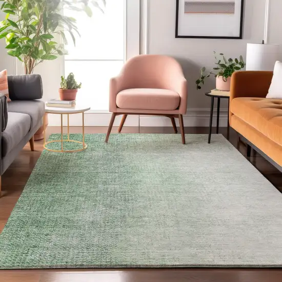 Green And Ivory Ombre Washable Area Rug With UV Protection Photo 5