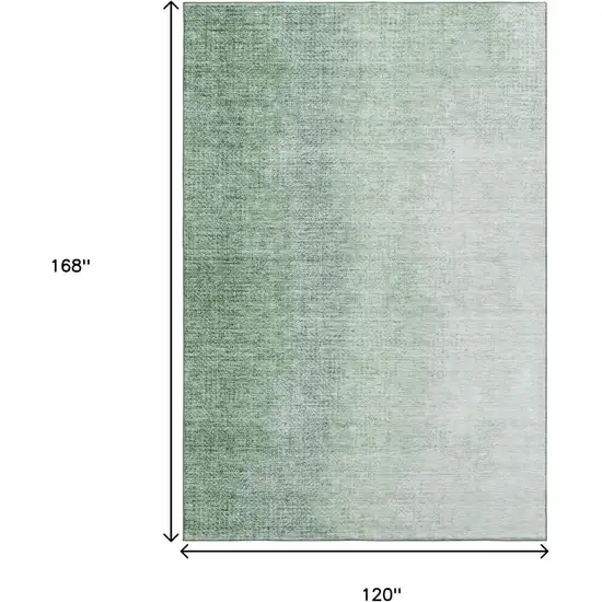 Green And Ivory Ombre Washable Area Rug With UV Protection Photo 3