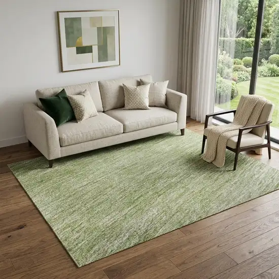 Green And Ivory Ombre Washable Area Rug With UV Protection Photo 1