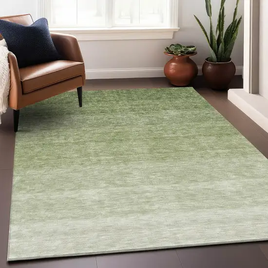 Green And Ivory Ombre Washable Area Rug With UV Protection Photo 2