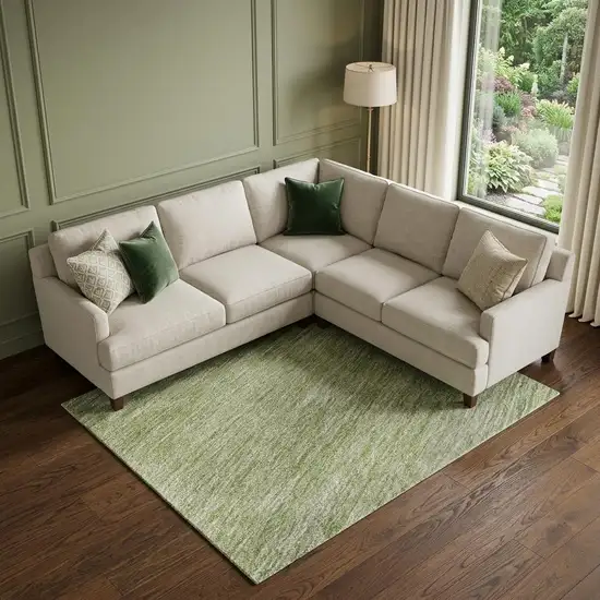 Green And Ivory Ombre Washable Area Rug With UV Protection Photo 1