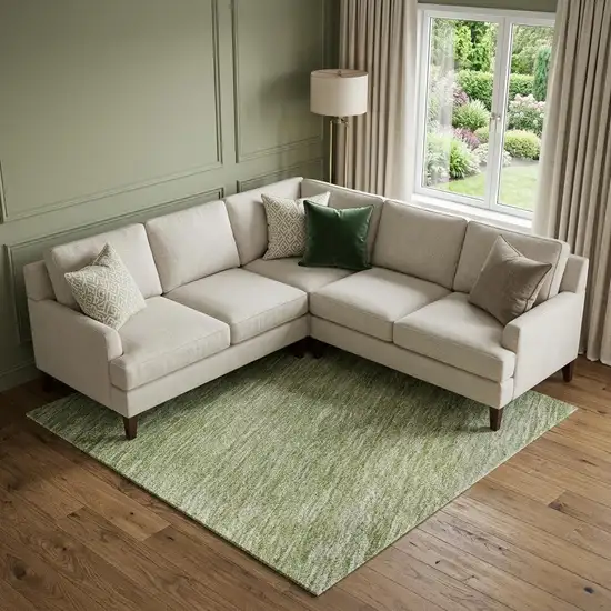 Green And Ivory Ombre Washable Area Rug With UV Protection Photo 1