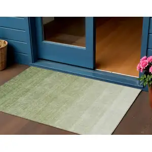 Photo of Green And Ivory Ombre Washable Indoor Outdoor Area Rug