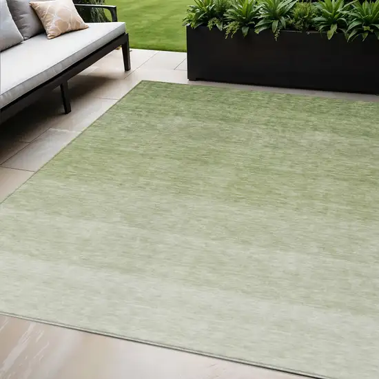 Green And Ivory Ombre Washable Indoor Outdoor Area Rug Photo 1