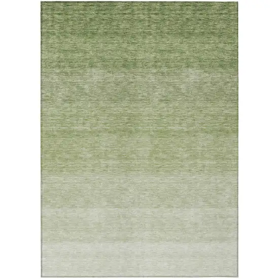 Green And Ivory Ombre Washable Indoor Outdoor Area Rug Photo 2
