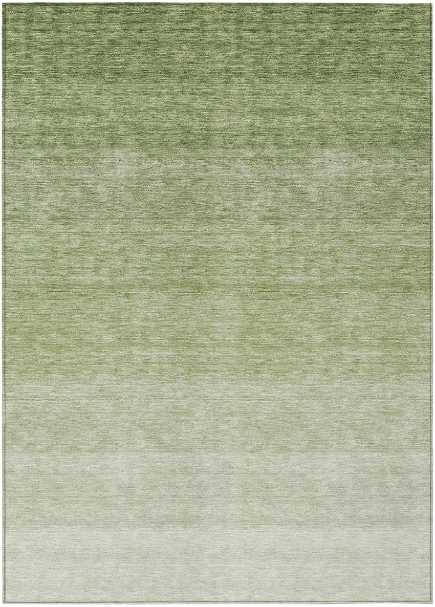 Green And Ivory Ombre Washable Indoor Outdoor Area Rug Photo 2