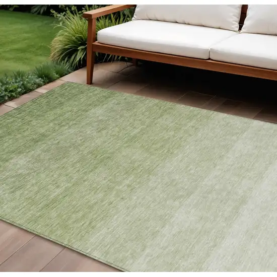 Green And Ivory Ombre Washable Indoor Outdoor Area Rug Photo 1