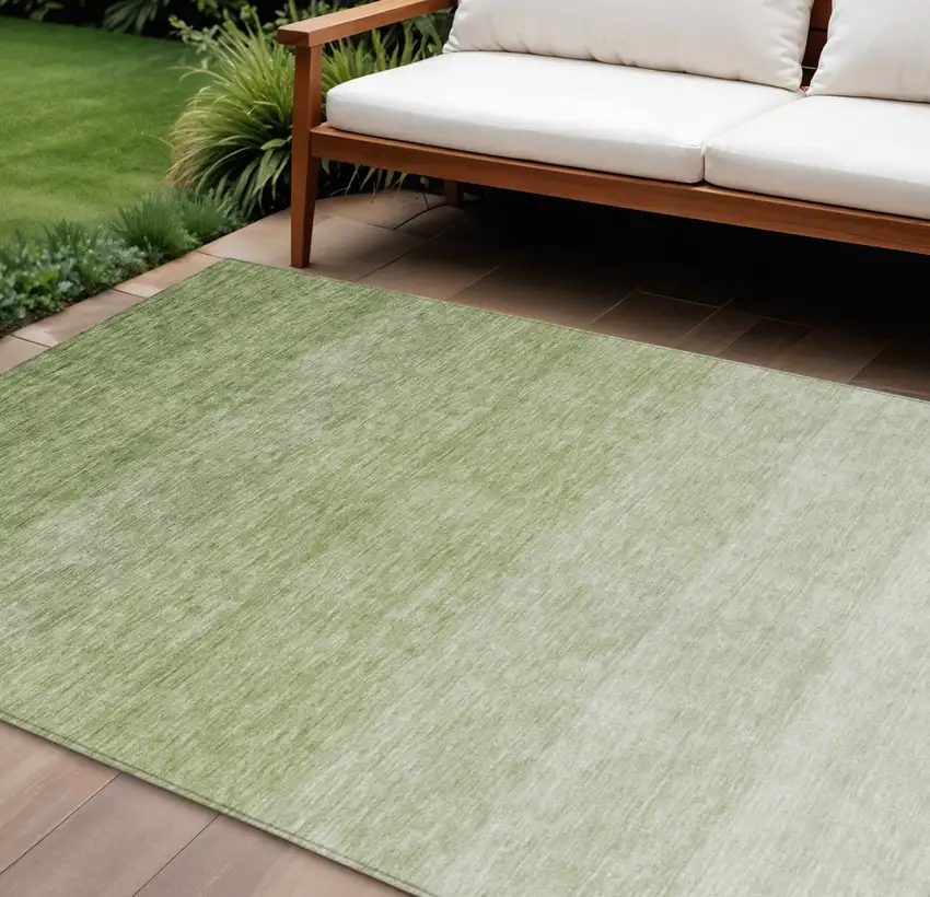 Green And Ivory Ombre Washable Indoor Outdoor Area Rug Photo 1