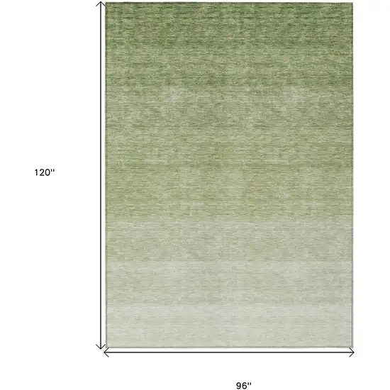Green And Ivory Ombre Washable Indoor Outdoor Area Rug Photo 3