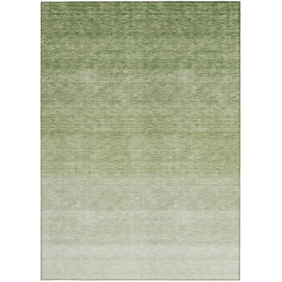 Green And Ivory Ombre Washable Indoor Outdoor Area Rug Photo 6