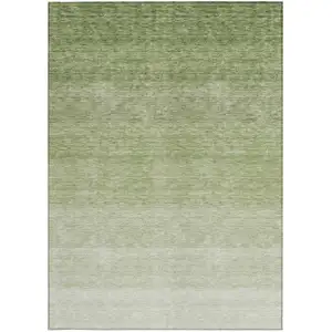 Photo of Green And Ivory Ombre Washable Indoor Outdoor Area Rug