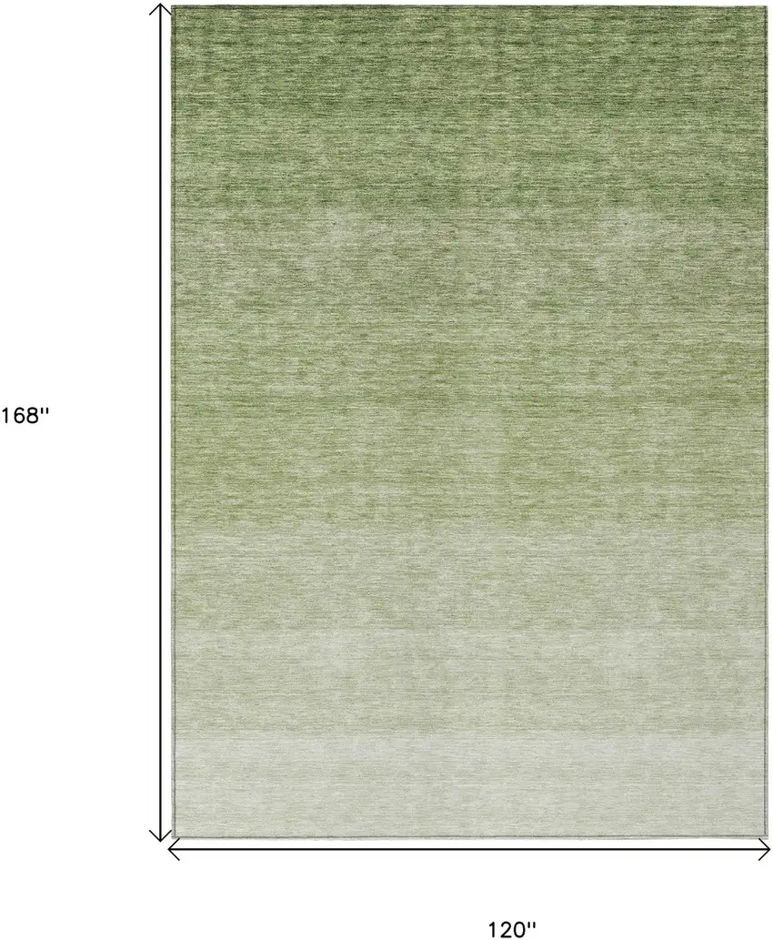 Green And Ivory Ombre Washable Indoor Outdoor Area Rug Photo 3