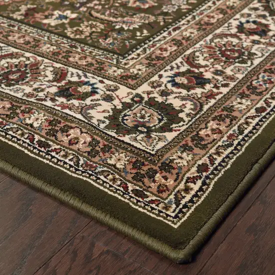 Green And Ivory Oriental Area Rug Photo 5
