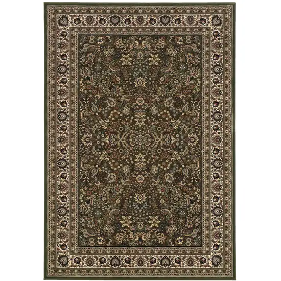 Green And Ivory Oriental Area Rug Photo 4