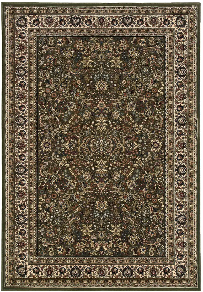 Green And Ivory Oriental Area Rug Photo 4