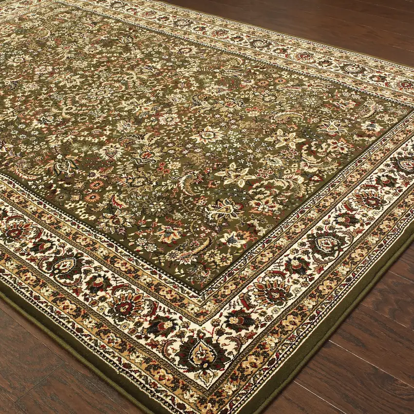 Green And Ivory Oriental Area Rug Photo 6