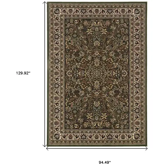 Green And Ivory Oriental Area Rug Photo 8