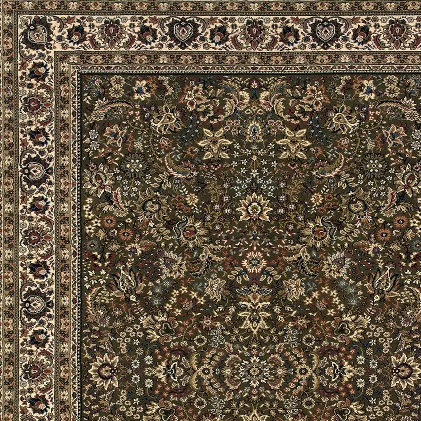Green And Ivory Oriental Area Rug Photo 4