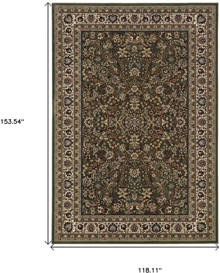 Green And Ivory Oriental Area Rug Photo 3