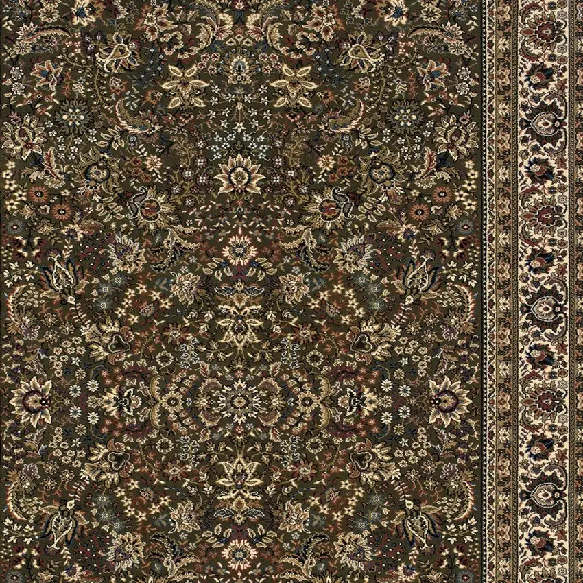 Green And Ivory Oriental Area Rug Photo 4