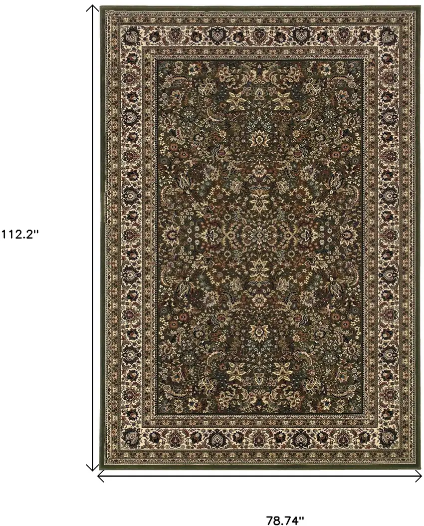 Green And Ivory Oriental Area Rug Photo 3