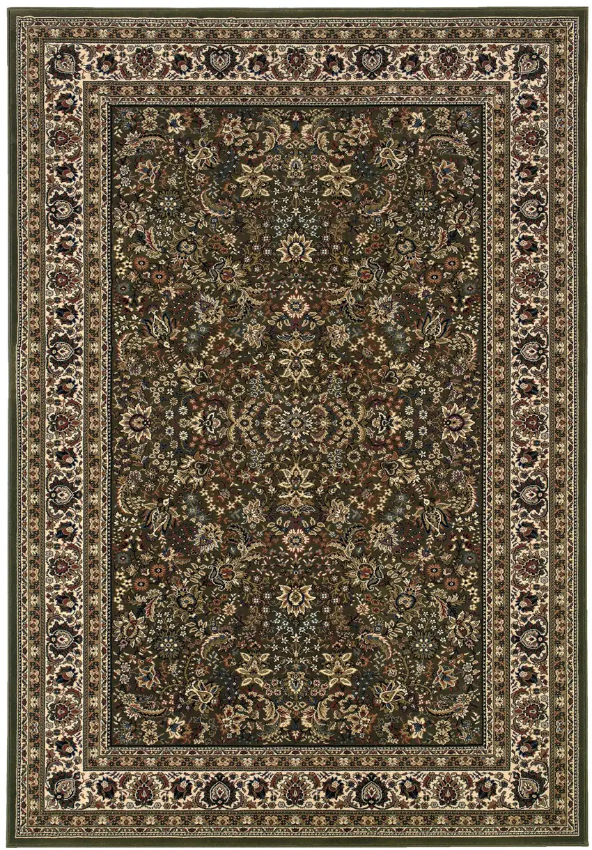 Green And Ivory Oriental Area Rug Photo 2