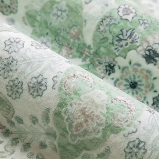 Green And Ivory Oriental Distressed Washable Area Rug Photo 8