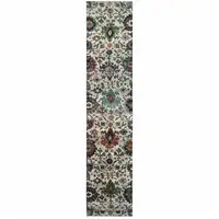 Photo of Green And Ivory Oriental Power Loom Runner Rug