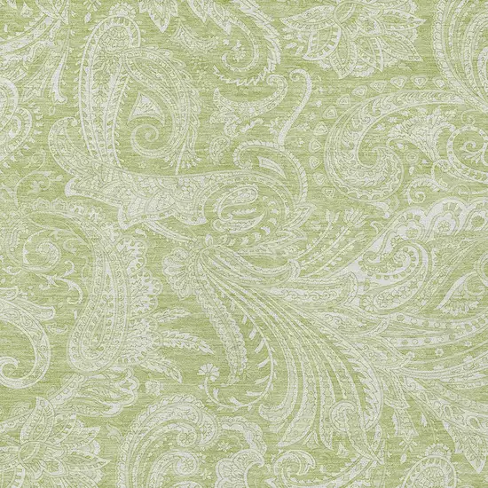 Green And Ivory Paisley Washable Indoor Outdoor Area Rug Photo 5