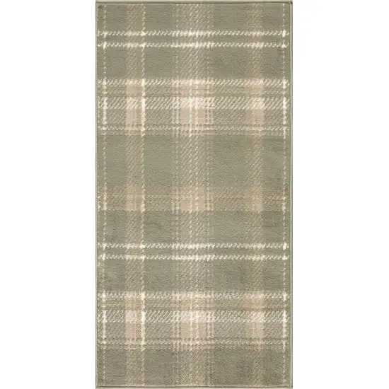 Green And Ivory Plaid Area Rug Photo 4