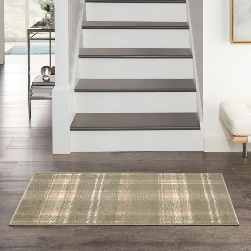 Green And Ivory Plaid Area Rug Photo 5