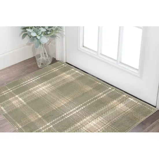 Green And Ivory Plaid Area Rug Photo 1
