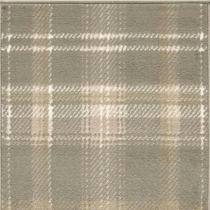 Green And Ivory Plaid Area Rug Photo 3