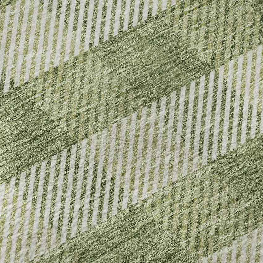 Green And Ivory Plaid Washable Area Rug With UV Protection Photo 9