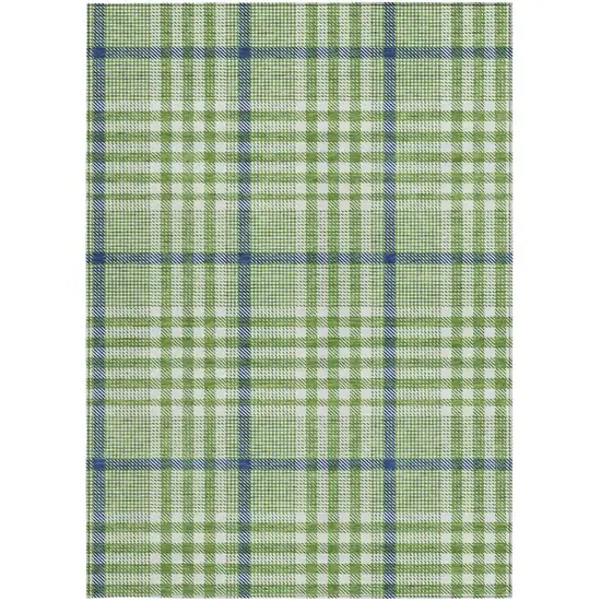 Green And Ivory Plaid Washable Indoor Outdoor Area Rug Photo 6