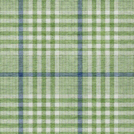 Green And Ivory Plaid Washable Indoor Outdoor Area Rug Photo 5