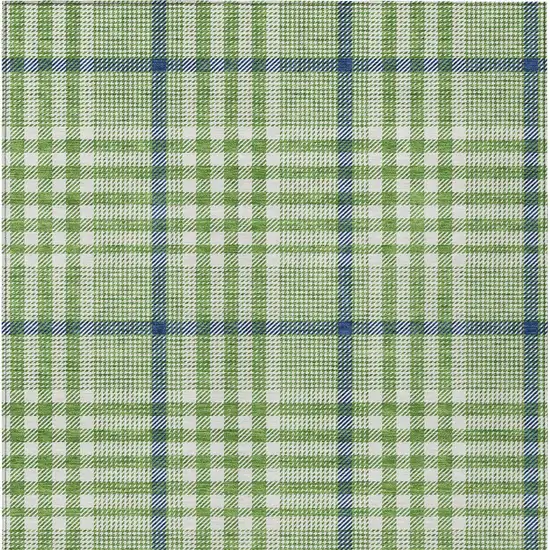 Green And Ivory Plaid Washable Indoor Outdoor Area Rug Photo 6