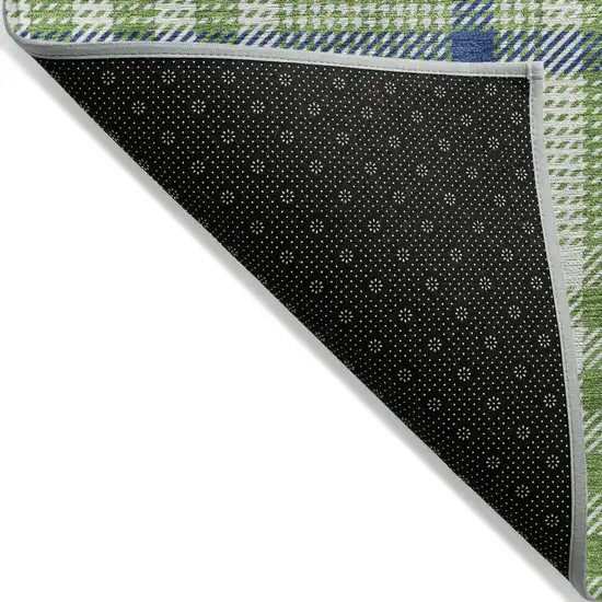 Green And Ivory Plaid Washable Indoor Outdoor Area Rug Photo 3