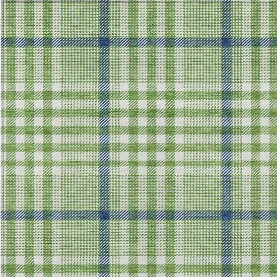 Green And Ivory Plaid Washable Indoor Outdoor Area Rug Photo 5