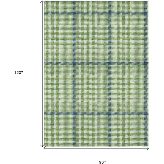 Green And Ivory Plaid Washable Indoor Outdoor Area Rug Photo 7