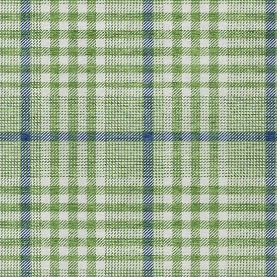 Green And Ivory Plaid Washable Indoor Outdoor Area Rug Photo 5