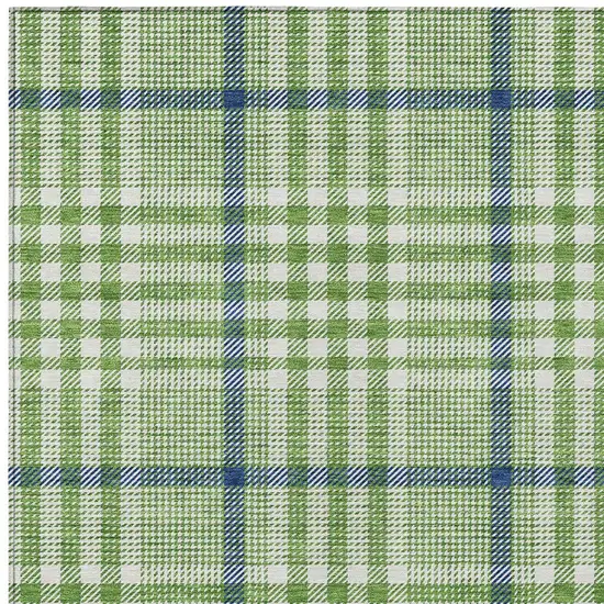 Green And Ivory Plaid Washable Indoor Outdoor Area Rug Photo 5