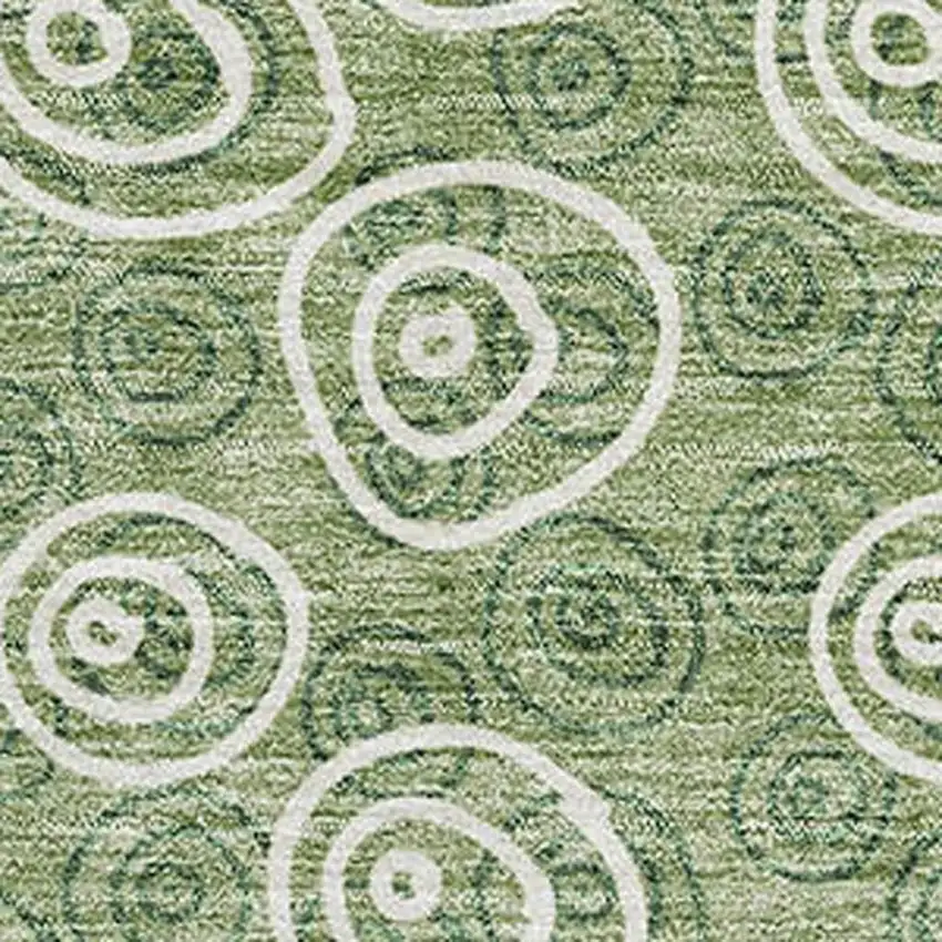 Green And Ivory Polka Dot Washable Area Rug With UV Protection Photo 3