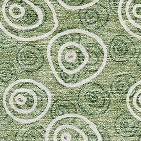 Green And Ivory Polka Dot Washable Area Rug With UV Protection Photo 3