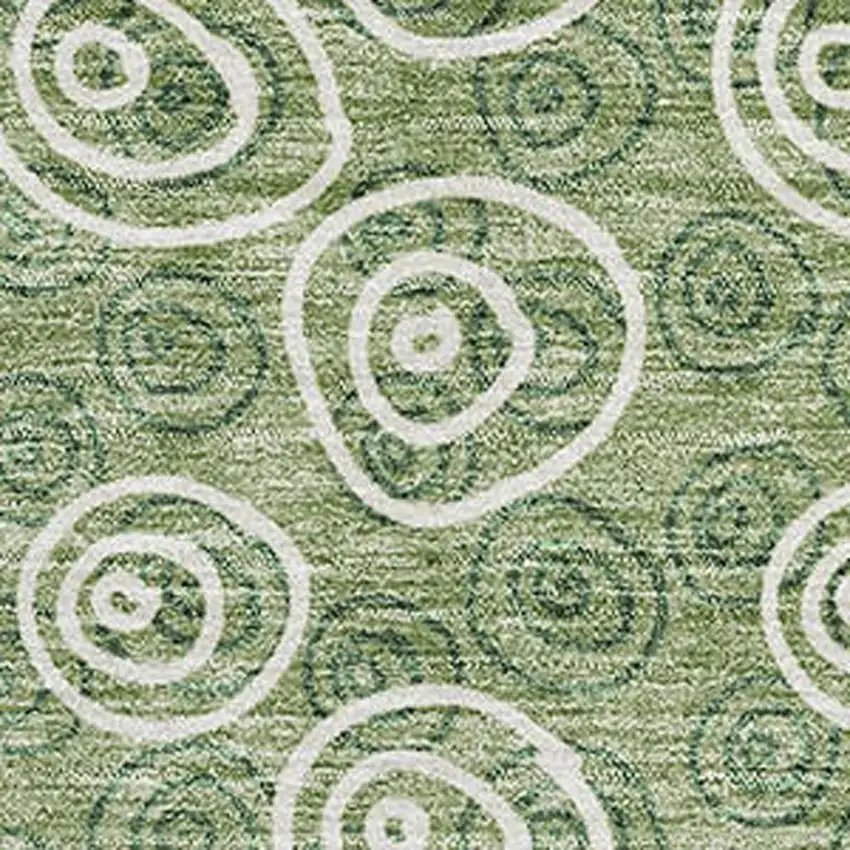 Green And Ivory Polka Dot Washable Area Rug With UV Protection Photo 3