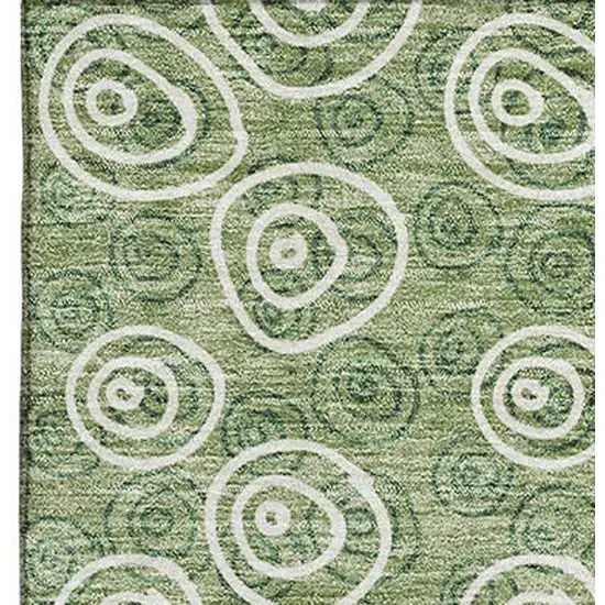 Green And Ivory Polka Dot Washable Area Rug With UV Protection Photo 4