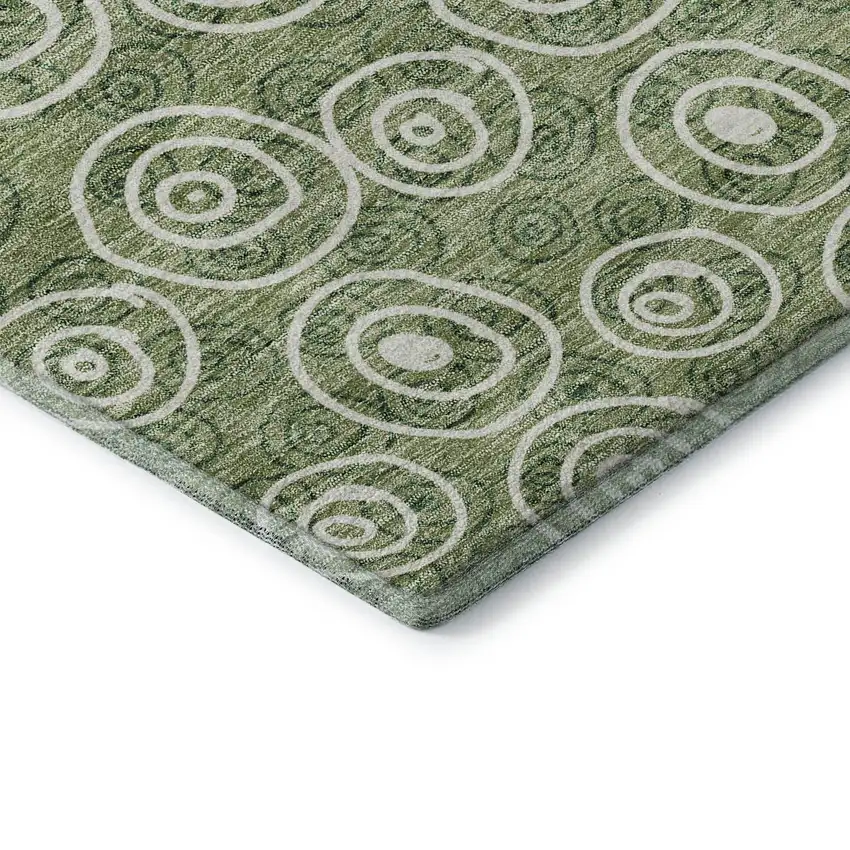 Green And Ivory Polka Dot Washable Area Rug With UV Protection Photo 8